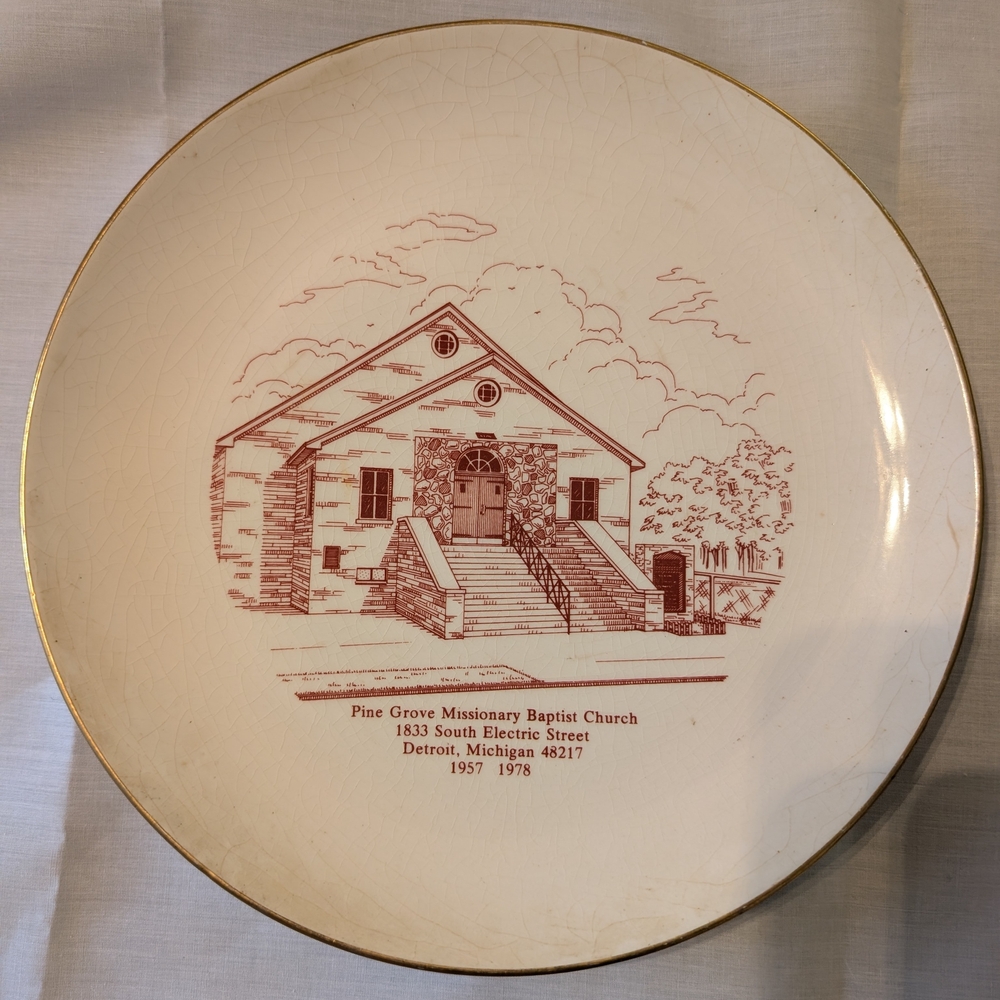 Commemorative Church Plate with Gold Trim